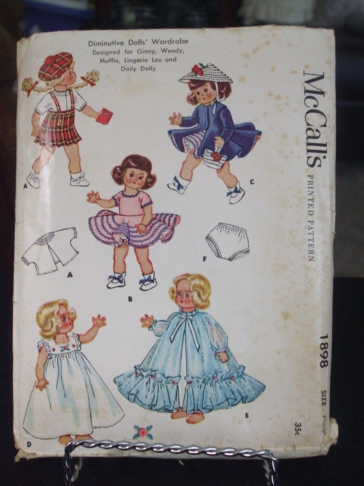 Vintage McCall's 1898 Diminutive Doll Clothes Pattern - Fits Size 7" to 8" Dolls - $16.18