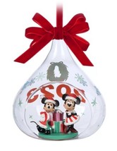 Santa Mickey Mouse and Minnie Mouse 2023 Glass Drop Sketchbook Ornament New - £20.32 GBP