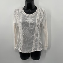 CottonOn Womens Juniors Ivory Lt Weight Lace Embrodiered Blouse Size Sma... - $269.97 MXN