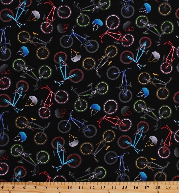 Cotton Bikes Bicycles Helmets Cycling Biking Fabric Print by the Yard D6... - $10.95