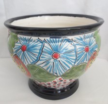 Talavera  Planter Pot Mexican Pottery Folk Art Home Decor 7.5&quot; with Drain - £39.87 GBP