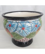 Talavera  Planter Pot Mexican Pottery Folk Art Home Decor 7.5&quot; with Drain - £37.57 GBP