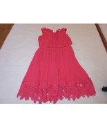 Ella Moss Girls Sleeveless floral applique cut out Coral Dress 12 EUC - $16.79