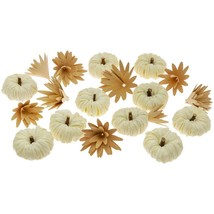White Papper /WOODCURL Pumpkins And Flowers In Box - £31.25 GBP