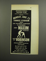 1952 Joey Maxim and Sugar Ray Robinson Boxing Match Advertisement - £14.82 GBP