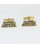 Locomotive Train Engine Cufflinks 1&quot; Long x 1/2&quot; Tall  Gold Tone - $10.67 CAD