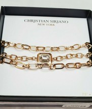 Christian Siriano New York Triple Link Gold Bracelet W Rhinestone 7.5 Inches New - £28.35 GBP