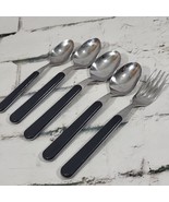 Vintage Flatware Black Acrylic Handles 4 Spoons 1 Fork Lot of 5 Total  - $19.79