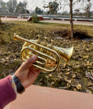 Professional Vintage Brass Trumpet Bb Pocket Trumpet 3 Valve Mouthpiece ... - £77.52 GBP