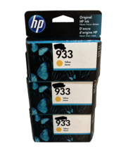 HP Ink Cartridge Original Ink #933 Yellow Lot of 3 Exp 2023 NEW - £11.84 GBP