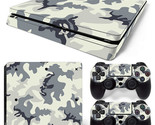 PS4 Slim Skin Console &amp; 2 Controllers White Camo Vinyl Decal Wrap - £11.20 GBP