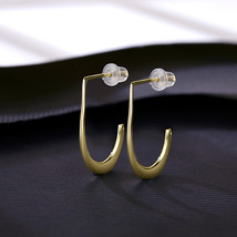 925 Silver Earring Studs Women&#39;s Elegant 14K Gold Plated Geometric High-End Sens - £17.26 GBP