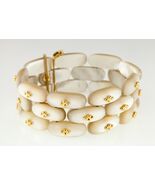 18k Yellow Gold and Mother-of-Pearl Link Bracelet Signed Angela Gorgeous... - €30.221,47 EUR