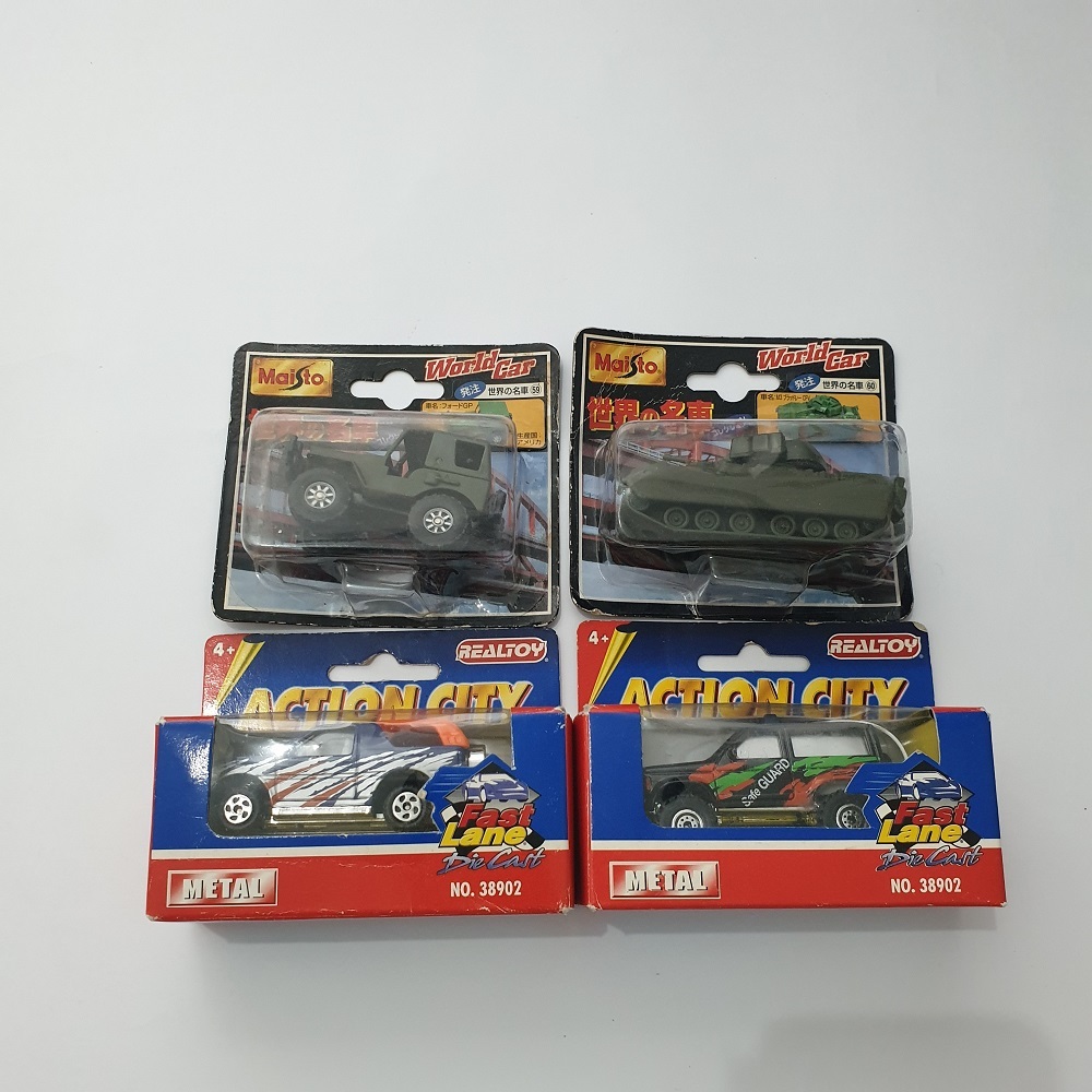 Lot of 4 Realtoy 38902 Action City Car Maisto World Car Tank and Jeep Di... - $35.00