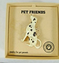 Pet Friend Dalmatian Dog White Black Spotted Puppy Pin Brooch Enamel Jewelry NIB - £7.98 GBP
