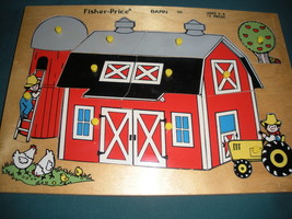 Classic Fisher Price Pick Up &#39;N Peek #501 Barn Wooden Puzzle VG++-EXC (B) - £19.65 GBP