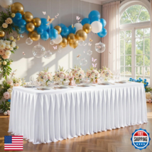 4FT White Satin Tablecloths for Rectangle Tables - Shiny Spandex Party T... - $47.54