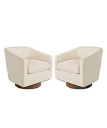 Forno Upholstered Swivel Barrel Chair with Wood Base - $1,087.31 CAD+