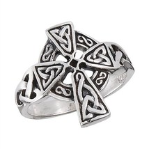 Celtic Cross Ring 925 Sterling Silver Religious Crucifix Christian Band - £24.77 GBP