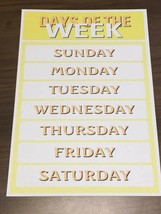 Days of the Week - 13 x 19 - Educational poster for Kindergarten or Pres... - $15.05