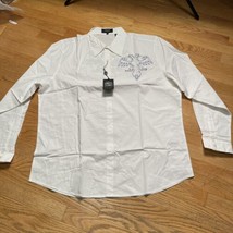 NWT Pardazzio Uomo Men&#39;s White Long Sleeve Casual Shirt Size L - £10.64 GBP