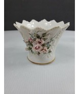 L&#39;Amour China Hand Painted Floral Bisque Exterior Finish Glazed Vase Box... - £15.71 GBP