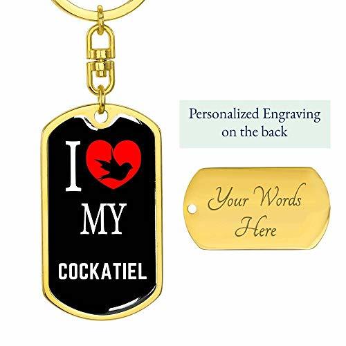 Bird Owner Gift Cockatiel Bird Lover Keyring Swivel Keychain Stainless Steel Or