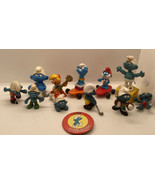 LOT Vintage Smurfs Figures Peyo Schleich On Skateboards Button - $18.69