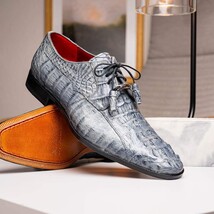 Men's Shoes genuine caiman crocodile dress derby's Tulum Gray image 9