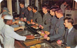 Mess Hall Chow Line Cafeteria Dover Air Force Base Delaware 1950s postcard - $6.93