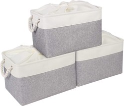 Keegh Fabric Storage Bins,3-Pack Gray Storage Baskets For Organizing With - £27.31 GBP