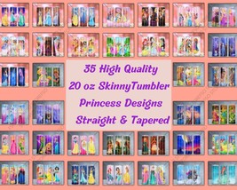 Disney Princess 20oz Skinny Tumbler Wraps Sublimation 35 Designs Bundle - £1.99 GBP