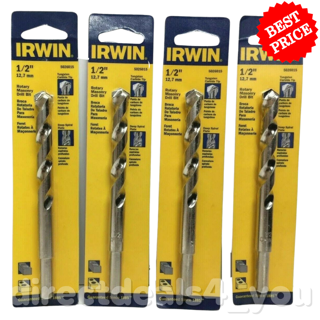 Primary image for Irwin 1/2 Rotary Masonry Drill Bit Tungsten Carbide Tip #5026015 Pack of 4