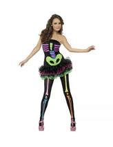 Fever Neon New Sexy Adult Skeleton Costume Small 6-8 - $9.89