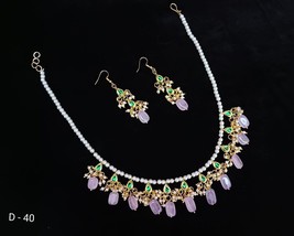 Kundan Meena Wear One Layer Muslim Punjabi Bridal Earrings Jewelry Necklace Set1 - £16.17 GBP