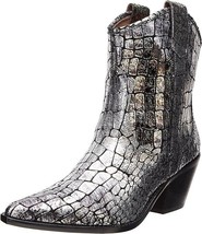 Donald Pliner Pewter Metallic Washed Croco Leather Boot 2 3/4&quot; Western h... - £78.65 GBP