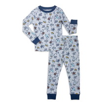 Wonder Nation Toddler Boy&#39;s Long Sleeve Tight Fit 2-Piece Pajama Set Gray Sz 12M - £12.41 GBP