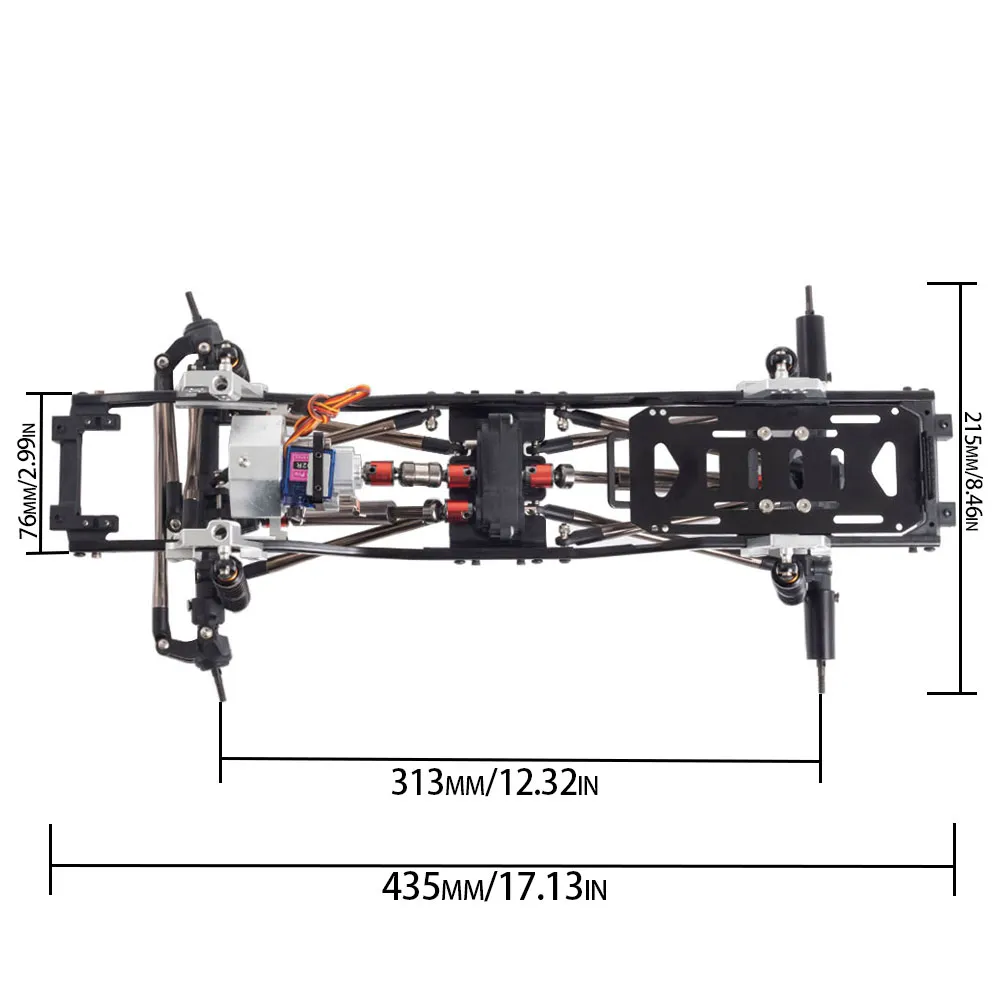 313mm Wheelbase Chassis Frame Set with 2 Speed Transmission Reversed Front Axle  - £140.82 GBP