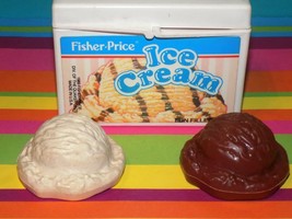 Vintage Fisher Price Carton of Ice Cream Chocolate Vanilla Pretend Play ... - $16.82
