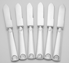 6 ANTIQUE CHEESE FRUIT KNIVES SULTANA SILVERPLATE 1847 WM ROGERS SHELL H... - $27.60 CAD