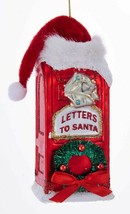 Kurt Adler &quot;Letters To Santa&quot; Red Mailbox w/SANTA Hat Glass Christmas Ornament - £8.69 GBP