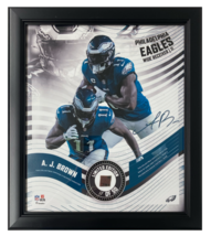 A.J. Brown Eagles Framed 15&quot; x 17&quot; Game Used Football Collage LE 11/50 - £210.39 GBP