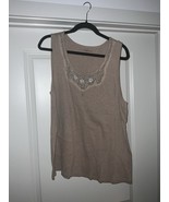 Croft &amp; Barrow Sequin Beaded Lace Detail Ribbed Tank Top - Tan Wms 2XL - $15.08 CAD