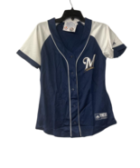 Majestic Women&#39;s Milwaukee Brewers V-Neck Shirt Blue-Medium - $1,251.08 MXN