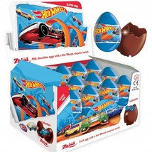 Zaini Hot Wheels Milk Chocolate Eggs With Collectible Surprise Full Box 24 Pcs - £50.77 GBP