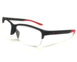 Nike Eyeglasses Frames 7136AF 065 Black Red Rectangular Half Rim 57-15-145 - £41.06 GBP
