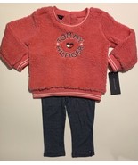 Tommy Hilfiger 2 Piece Set Pink Baby Sherpa Sweater Sweat Shirt with Leg... - £21.99 GBP