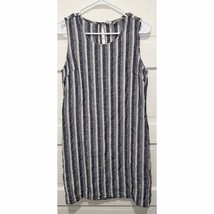 Artisan NY Blue Striped Sleeveless Shift Dress Size 4 - 100% Linen - £10.23 GBP