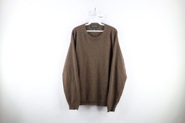 Vtg 90s Streetwear Mens Large Blank 2 Ply Cashmere Knit Crewneck Sweater Brown - £101.23 GBP