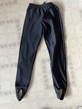 Vintage L.L. Bean 90&#39;s Stirrup Pants Fleece Lined Black Leggings Size Small - $46.49